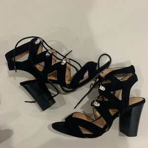 black strappy heels